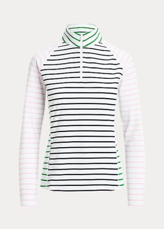 Beyaz / Lacivert / Pembe Kadın Ralph Lauren Çizgili Esnek Jersey Sweatshirt