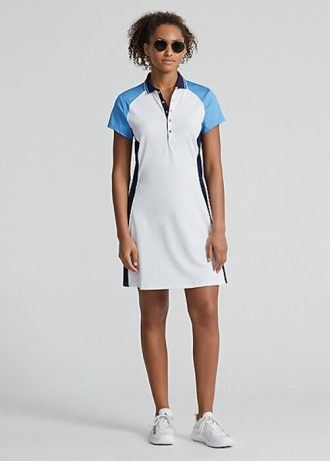 Beyaz / Mavi Kadın Ralph Lauren Renk Bloklu Esnek Jersey Elbise