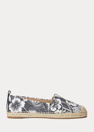 Beyaz / Siyah Kadın Ralph Lauren Cameryn III Çiçekli Deri Espadril