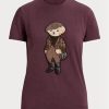 Bordo Kadın Ralph Lauren Tweed Ayı Pamuklu Tişörtler Bordo Kadın Ralph Lauren Tweed Ayı Pamuklu Tişörtler