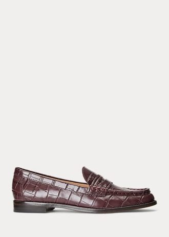 Bordo Kadın Ralph Lauren Wynnie Kabartmalı Deri Loafer’lar Bordo Kadın Ralph Lauren Wynnie Kabartmalı Deri Loafer’lar
