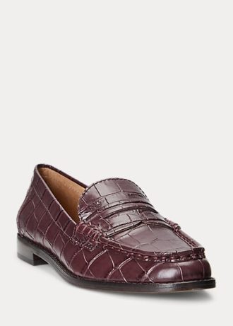 Bordo Kadın Ralph Lauren Wynnie Kabartmalı Deri Loafer’lar Bordo Kadın Ralph Lauren Wynnie Kabartmalı Deri Loafer’lar