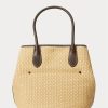 Doğal Kadın Ralph Lauren Deri Kenarlı Hasır Orta Boy Bellport Tote Çantalar Doğal Kadın Ralph Lauren Deri Kenarlı Hasır Orta Boy Bellport Tote Çantalar