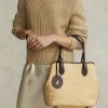 Doğal Kadın Ralph Lauren Deri Kenarlı Hasır Orta Boy Bellport Tote Çantalar Doğal Kadın Ralph Lauren Deri Kenarlı Hasır Orta Boy Bellport Tote Çantalar