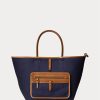 Doğal/Lacivert Kadın Ralph Lauren Çift Taraflı Kanvas Orta Boy Bellport Tote Çantalar Doğal/Lacivert Kadın Ralph Lauren Çift Taraflı Kanvas Orta Boy Bellport Tote Çantalar