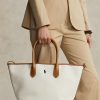 Doğal/Lacivert Kadın Ralph Lauren Çift Taraflı Kanvas Orta Boy Bellport Tote Çantalar Doğal/Lacivert Kadın Ralph Lauren Çift Taraflı Kanvas Orta Boy Bellport Tote Çantalar