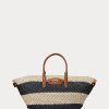 Doğal/Siyah/Lauren Tan Kadın Ralph Lauren Çizgili Hasır Orta Boy Daphney Tote Çantalar Doğal/Siyah/Lauren Tan Kadın Ralph Lauren Çizgili Hasır Orta Boy Daphney Tote Çantalar