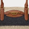 Doğal/Siyah/Lauren Tan Kadın Ralph Lauren Çizgili Hasır Orta Boy Daphney Tote Çantalar Doğal/Siyah/Lauren Tan Kadın Ralph Lauren Çizgili Hasır Orta Boy Daphney Tote Çantalar