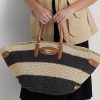 Doğal/Siyah/Lauren Tan Kadın Ralph Lauren Çizgili Hasır Orta Boy Daphney Tote Çantalar Doğal/Siyah/Lauren Tan Kadın Ralph Lauren Çizgili Hasır Orta Boy Daphney Tote Çantalar