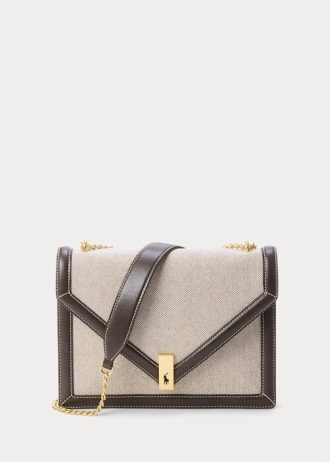 Doğal/Tütün Kadın Ralph Lauren Polo Kimlik Kanvas Zarf Zincirli Çapraz Çantalar