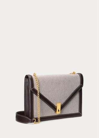 Doğal/Tütün Kadın Ralph Lauren Polo Kimlik Kanvas Zarf Zincirli Çapraz Çantalar