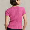 Fuchsia Kadın Ralph Lauren Kablo Örgü Pamuklu Kısa Kollu Kazaklar Fuchsia Kadın Ralph Lauren Kablo Örgü Pamuklu Kısa Kollu Kazaklar
