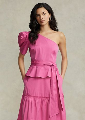 Fuşya Kadın Ralph Lauren Kemerli Tek Omuzlu Pamuklu Üstler