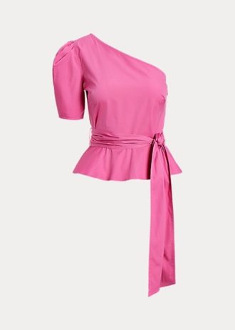 Fuşya Kadın Ralph Lauren Kemerli Tek Omuzlu Pamuklu Üstler