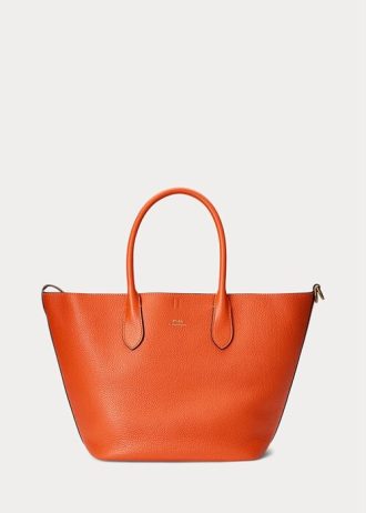 Gün Batımı Turuncusu Kadın Ralph Lauren Çift Taraflı Deri Orta Boy Bellport Tote Çantalar