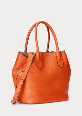 Gün Batımı Turuncusu Kadın Ralph Lauren Çift Taraflı Deri Orta Boy Bellport Tote Çantalar