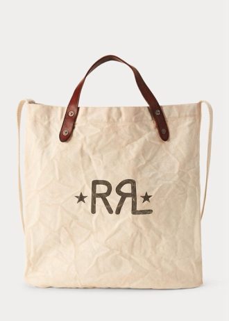 Greige Kadın Ralph Lauren Logolu Kanvas Pazar Tote Çantaları