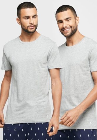 Gri Erkek Ralph Lauren 3’lü Paket Çeşitli Yuvarlak Yaka Tişörtler