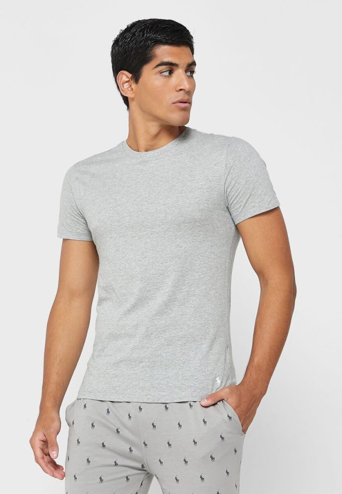 Gri Erkek Ralph Lauren 3’lü Paket Çeşitli Yuvarlak Yaka Tişörtler