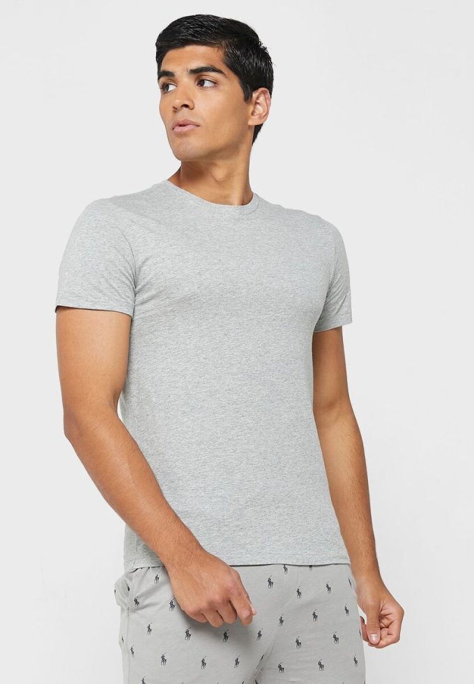 Gri Erkek Ralph Lauren 3’lü Paket Çeşitli Yuvarlak Yaka Tişörtler