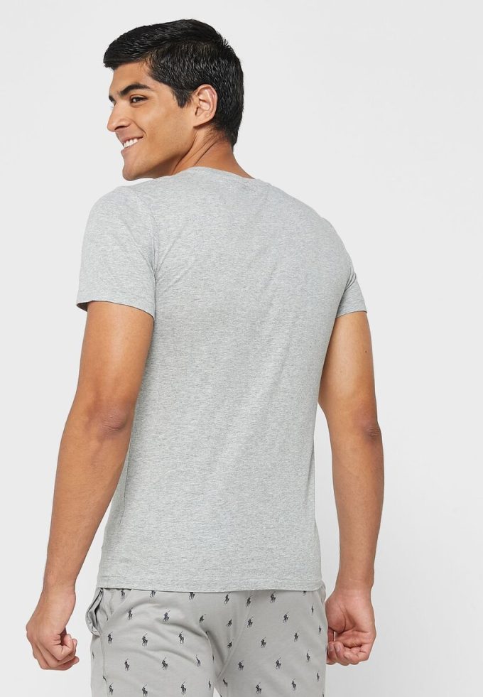 Gri Erkek Ralph Lauren 3’lü Paket Çeşitli Yuvarlak Yaka Tişörtler
