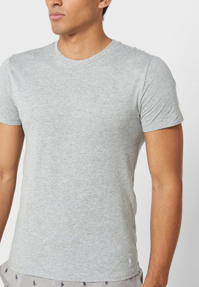 Gri Erkek Ralph Lauren 3’lü Paket Çeşitli Yuvarlak Yaka Tişörtler