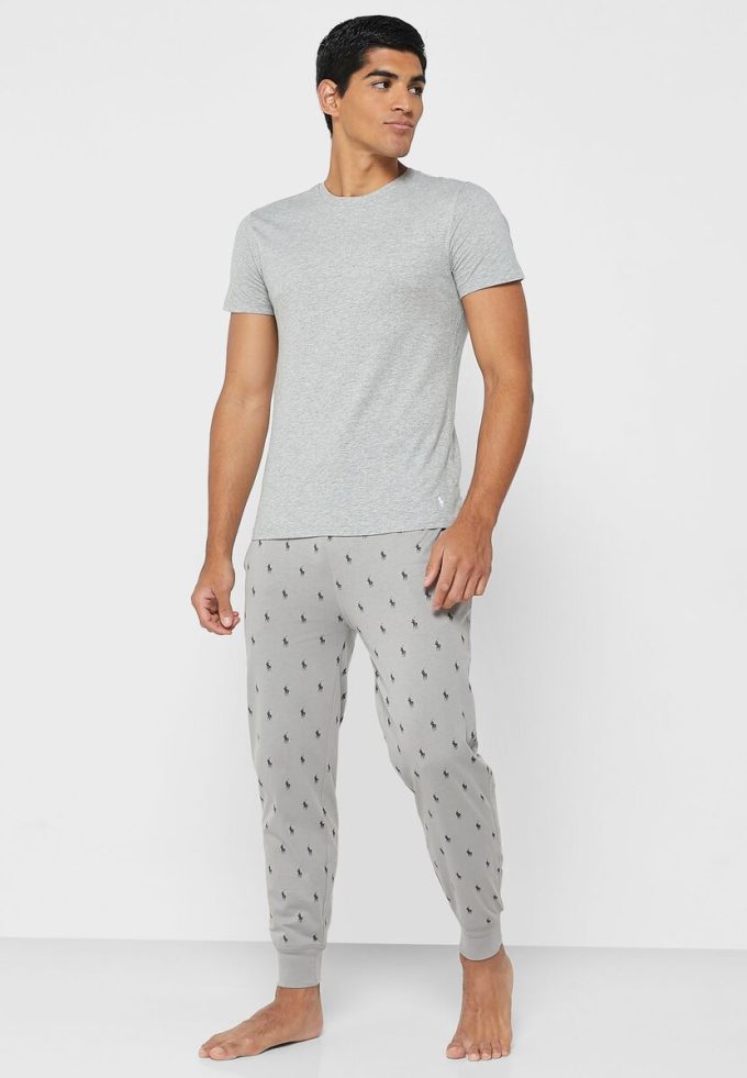 Gri Erkek Ralph Lauren 3’lü Paket Çeşitli Yuvarlak Yaka Tişörtler