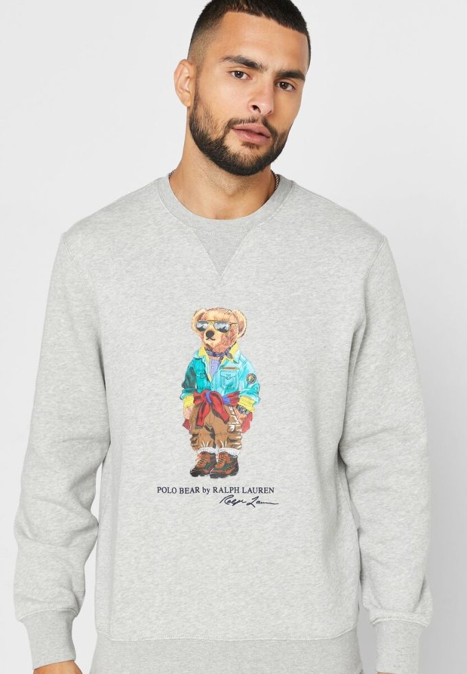 Gri Erkek Ralph Lauren Baskılı Polo Ayı Sweatshirt Gri Erkek Ralph Lauren Baskılı Polo Ayı Sweatshirt