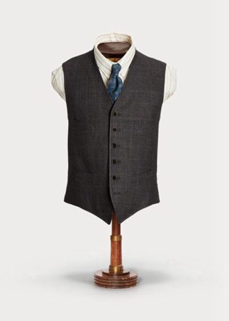 Gri Erkek Ralph Lauren Ekose İpek-Keten Yelek Blazer Gri Erkek Ralph Lauren Ekose İpek-Keten Yelek Blazer