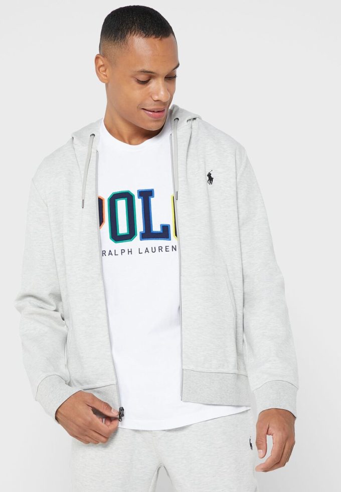 Gri Erkek Ralph Lauren Essential Kapüşonlu Üst