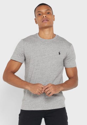 Gri Erkek Ralph Lauren Essential Yuvarlak Yaka Tişörtler