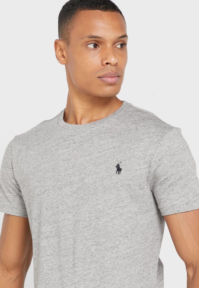 Gri Erkek Ralph Lauren Essential Yuvarlak Yaka Tişörtler