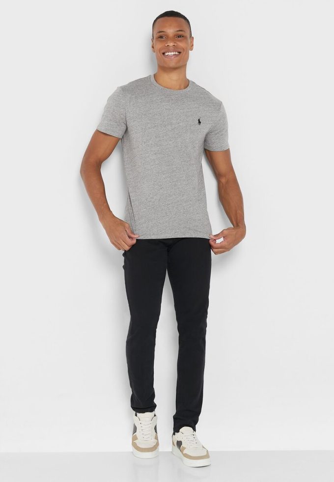 Gri Erkek Ralph Lauren Essential Yuvarlak Yaka Tişörtler