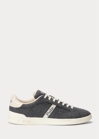 Gri Erkek Ralph Lauren Heritage Court II Flanel Spor Ayakkabı