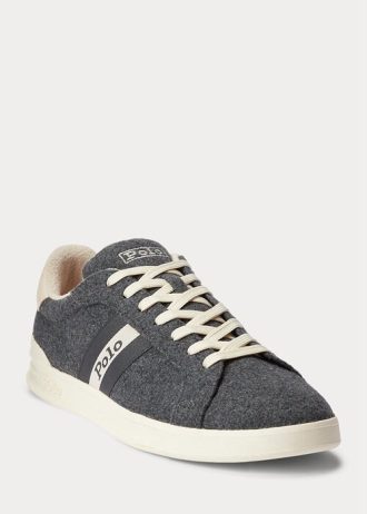 Gri Erkek Ralph Lauren Heritage Court II Flanel Spor Ayakkabı