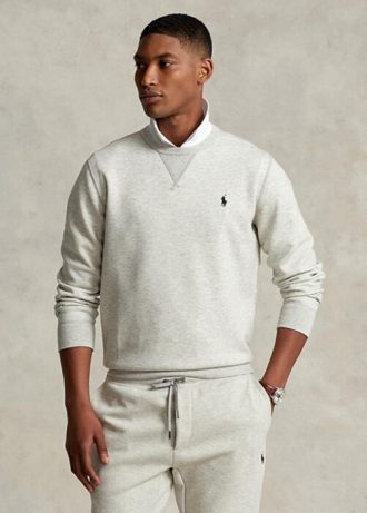 Gri Erkek Ralph Lauren Çift Örgü Kazak Sweatshirt