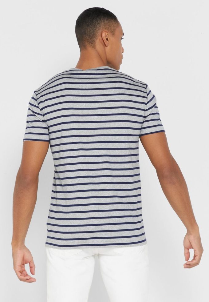 Gri Erkek Ralph Lauren Çizgili Yuvarlak Yaka Tişörtler Gri Erkek Ralph Lauren Çizgili Yuvarlak Yaka Tişörtler