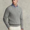 Gri Erkek Ralph Lauren Kablo Örgülü Pamuklu Kazak Gri Erkek Ralph Lauren Kablo Örgülü Pamuklu Kazak