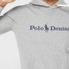 Gri Erkek Ralph Lauren Logolu Kapüşonlu Üst