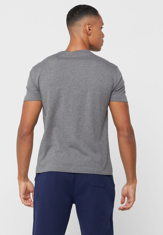 Gri Erkek Ralph Lauren Logolu Yuvarlak Yaka Tişörtler