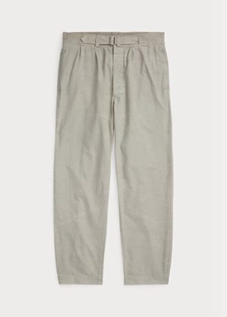 Gri Erkek Ralph Lauren Pileli Bol Kesim Kanvas Pantolon