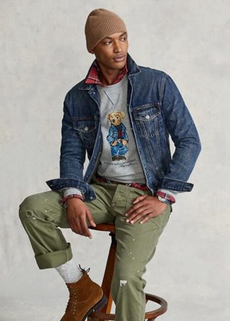 Gri Erkek Ralph Lauren Polo Ayı Polar Sweatshirt