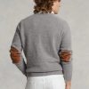 Gri Erkek Ralph Lauren Süet Yamalı Yün Yuvarlak Yaka Kazak Gri Erkek Ralph Lauren Süet Yamalı Yün Yuvarlak Yaka Kazak