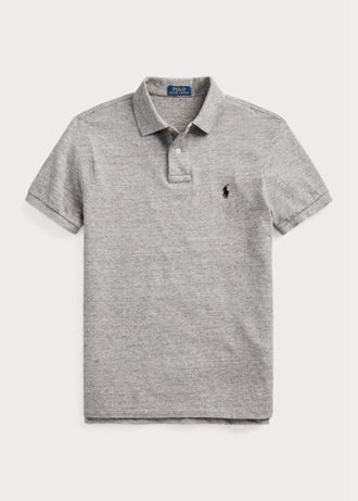 Gri Erkek Ralph Lauren Slim Fit File Polo Tişörtler