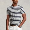 Gri Erkek Ralph Lauren Özel İnce Çizgili Yumuşak Pamuklu Tişörtler Gri Erkek Ralph Lauren Özel İnce Çizgili Yumuşak Pamuklu Tişörtler