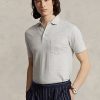 Gri Erkek Ralph Lauren Özel Slim Fit Pamuklu-Keten Polo Tişörtler Gri Erkek Ralph Lauren Özel Slim Fit Pamuklu-Keten Polo Tişörtler