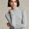 Gri Kadın Ralph Lauren Esnek Kaburga Yaka Tişörtler Gri Kadın Ralph Lauren Esnek Kaburga Yaka Tişörtler