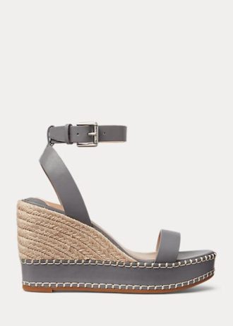 Gri Kadın Ralph Lauren Hilarie Deri Espadril