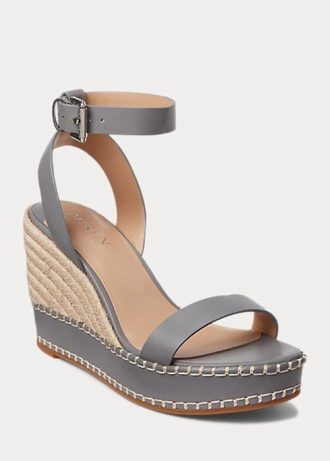 Gri Kadın Ralph Lauren Hilarie Deri Espadril