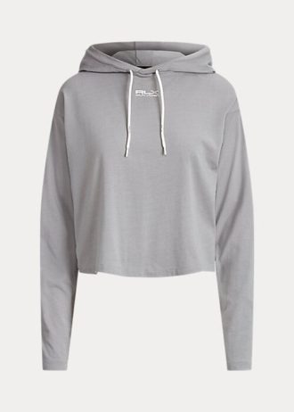Gri Kadın Ralph Lauren Kısa Pamuklu Jersey Sweatshirt